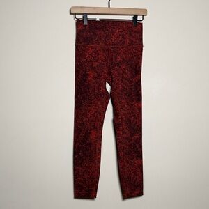 Lululemon Wunder Train High Rise Leggings in Denim Wash Autumn Red Size 6